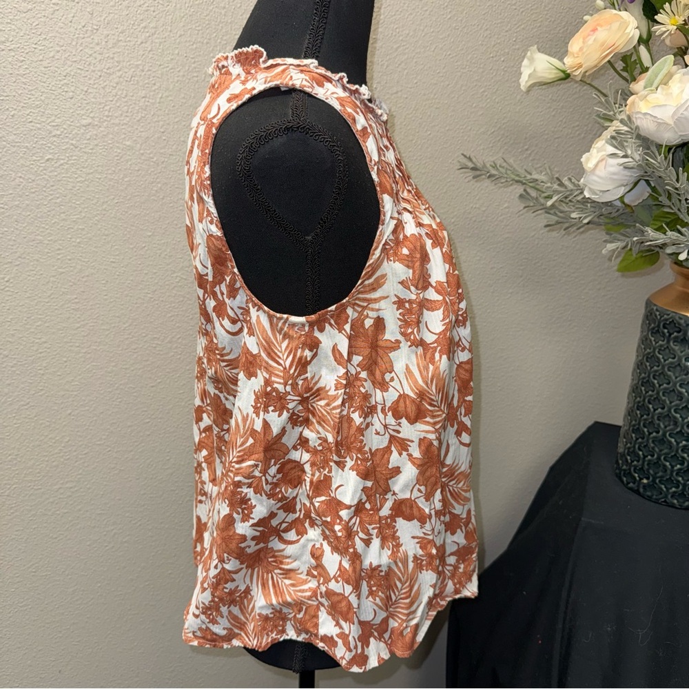 ANA Floral Sleeveless Boho Blouse Ruffle Neck Lightweight Cotton - Picture 4 of 7